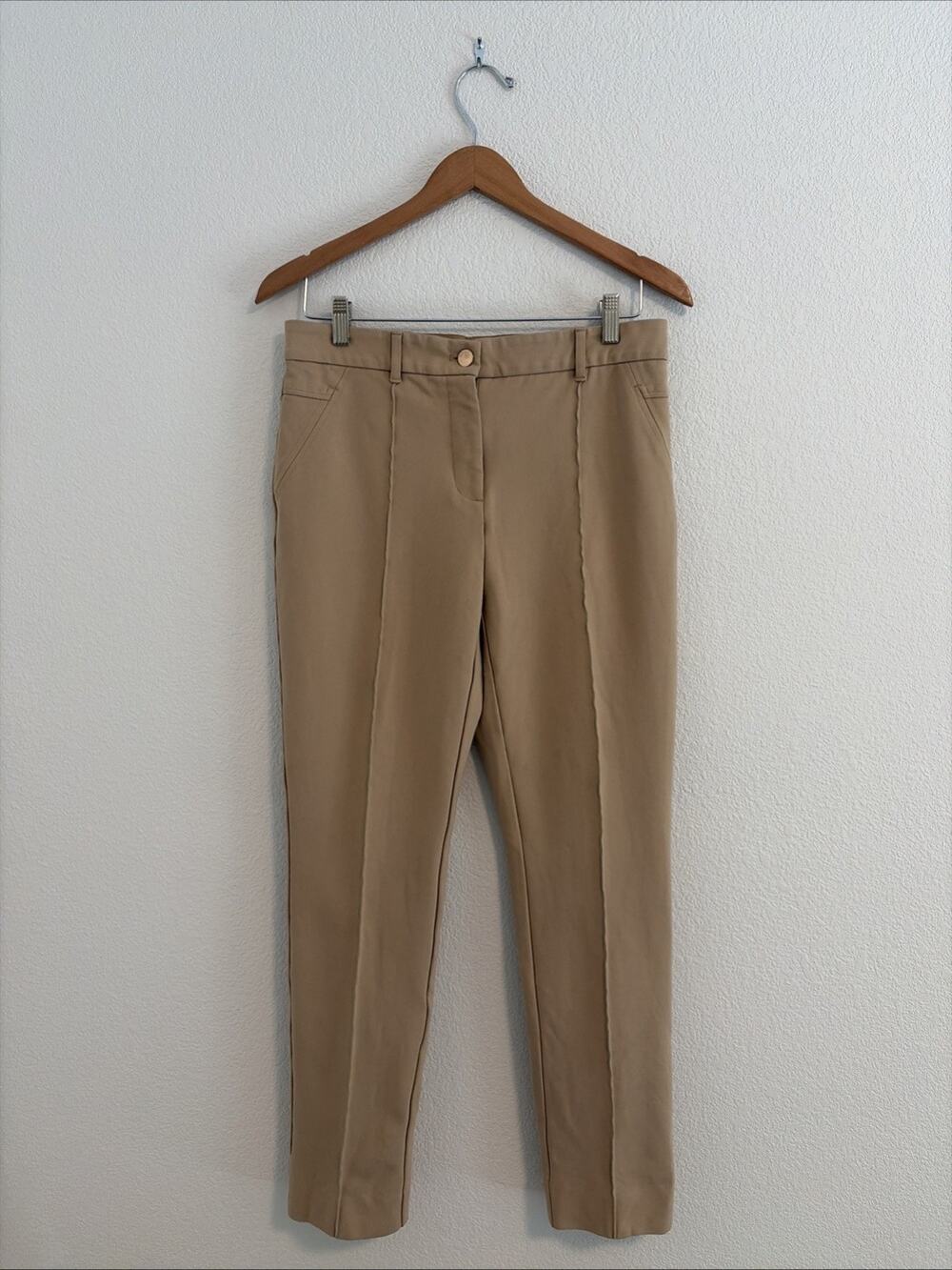 NEW Chicos So Slimming Work Pants Size 1 Tan Beige Cotton Blend Stretch Preppy